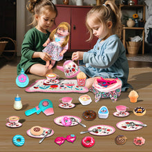 Load image into Gallery viewer, Koolbitz 37 Pcs Pink Baby Doll Set with 12 Sounds &amp; Tea Party set – Includes Talking Baby Doll, Removable Clothes, Kitchen Accessories, Hair Dryer &amp; Pretend Play Items for Kids

