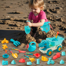 Load image into Gallery viewer, Koolbitz 23 Pcs Kids Beach Sand Play Set - Sand Bucket, Molds, Tools, and Dinosaur Truck for Outdoor Activities and Sandbox Play, Ages 3+
