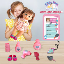 Load image into Gallery viewer, Koolbitz Interactive Baby Doll with Accessories &amp; Lifelike Functions Drinks and Wets, Makes 10 Sounds, Removable Outfit with Hair Dryer, Comb, Bottle, Shoes, Shampoo, and More - Gift for Toddlers Kids
