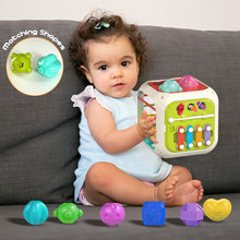 Load image into Gallery viewer, Koolbitz Montessori Activity Cube for Toddlers Colorful Sensory Play Cube with Musical Elements, Shape Sorting, Fine Motor Skills Development - Ideal for Boys &amp; Girls Aged 1-3 Years
