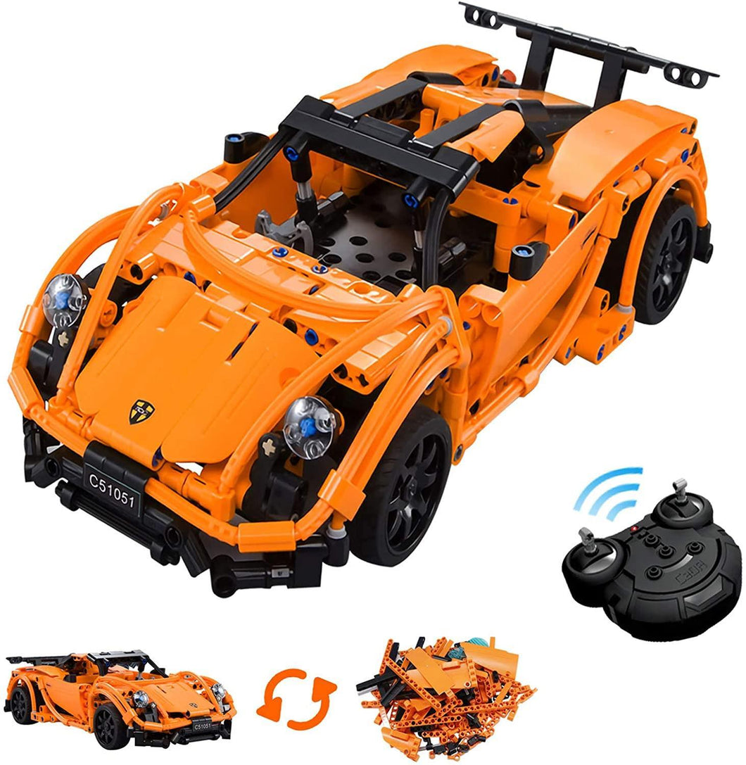 Koolbitz 421 Pcs STEM Remote Control Block car, DIY Construction RC racing Car Kits 2.4GHz, elastic Rubber Tire, Openable door, Bonnets Exquisite Details 6 7 8 9 10 11 12 old