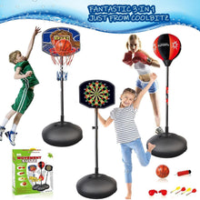 Load image into Gallery viewer, 3 in 1 Magnetic Stand Dart Board, Punch Ball Boxing Set, adjustable Basketball stand Hoop
