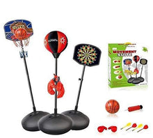 Load image into Gallery viewer, 3 in 1 Magnetic Stand Dart Board, Punch Ball Boxing Set, adjustable Basketball stand Hoop
