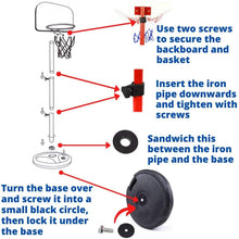 Load image into Gallery viewer, Basketball Hoop for Kids, Height Adjustable Stand Portable Indoor Outdoor, 80cm to 145cm
