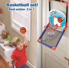 Load image into Gallery viewer, 2 in 1 Floor and Over the Door Basketball Play Set for Kids
